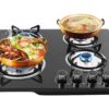 4 Burner Built-In Gas Stove - 23" × 20" Black Glass Cooktop