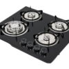 4 Burner Built-In Gas Stove - 23" × 20" Black Glass Cooktop