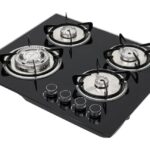 4 Burner Built-In Gas Stove - 23" × 20" Black Glass Cooktop