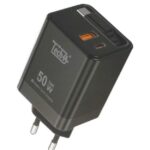 TechZA 50W GaN Fast Charger with Built-in Retractable Cable