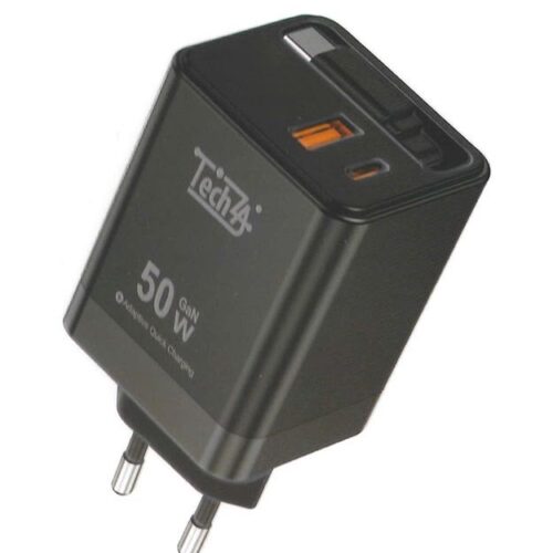 TechZA 50W GaN Fast Charger with Built-in Retractable Cable