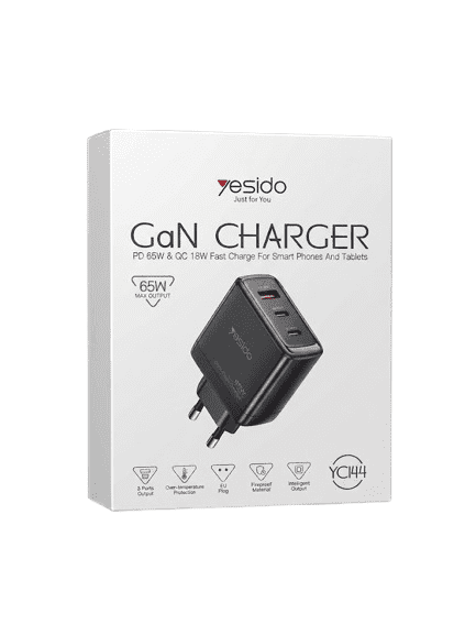 Yesido YC144 65W 3 Port Type-C & USB-A GaN Fast Charger